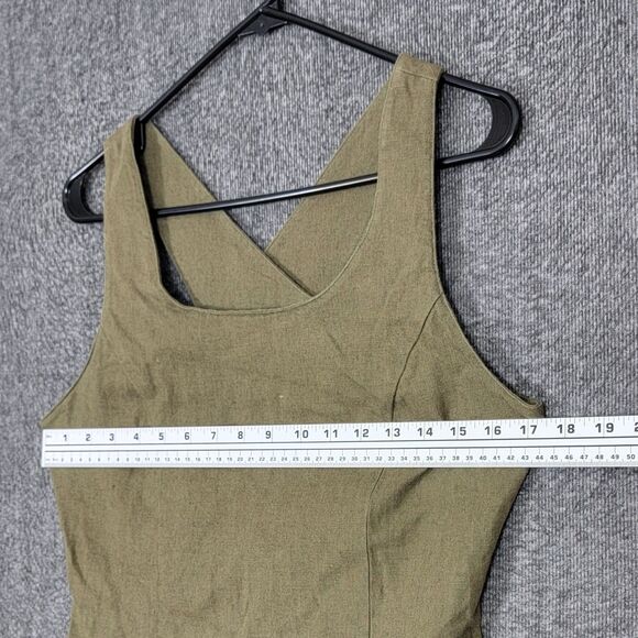 Express Dress Womens 7/8 Olive Green Sleeveless Linen Blend Criss Cross Back - Picture 5 of 11